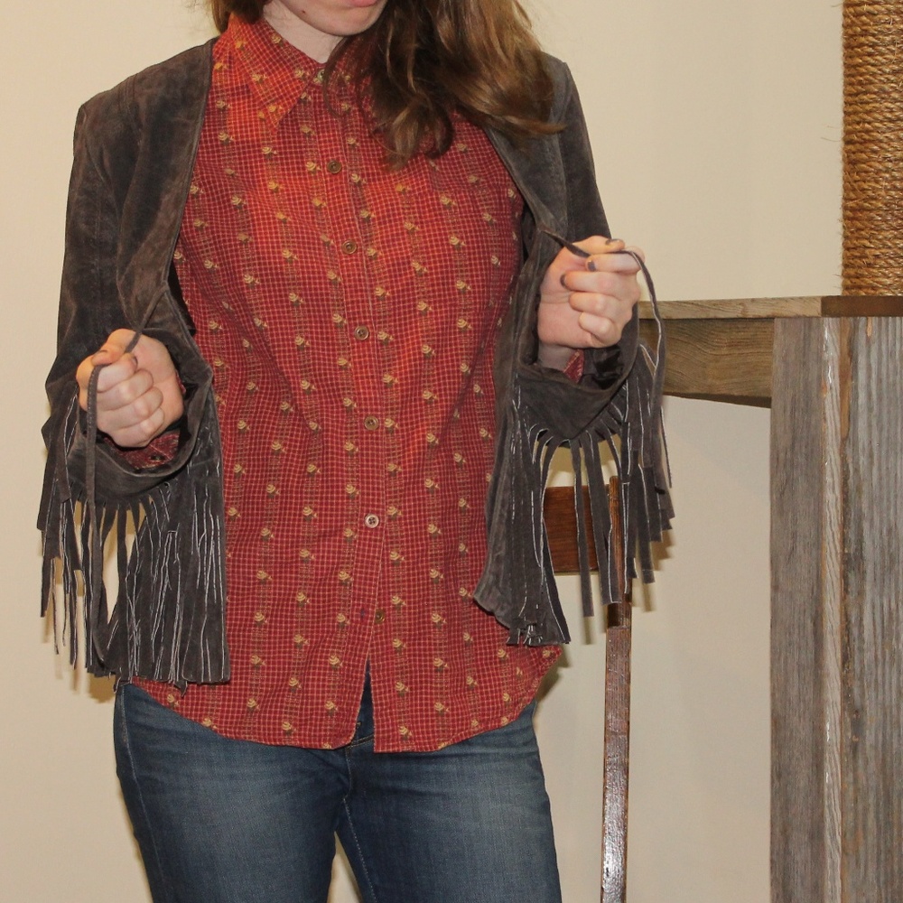 🐴Vintage Leather Western Fringe Jacket